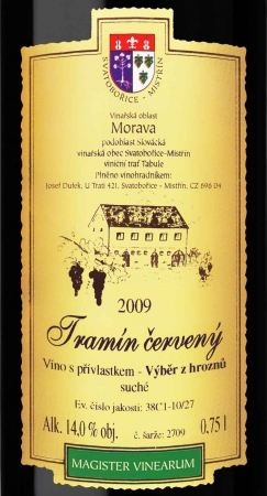 Tramín červený 2009 Výběr z hroznů, Dufek