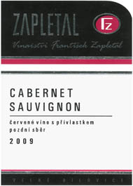 Cabernet Sauvignon 2009 Pozdní sběr, František Zapletal