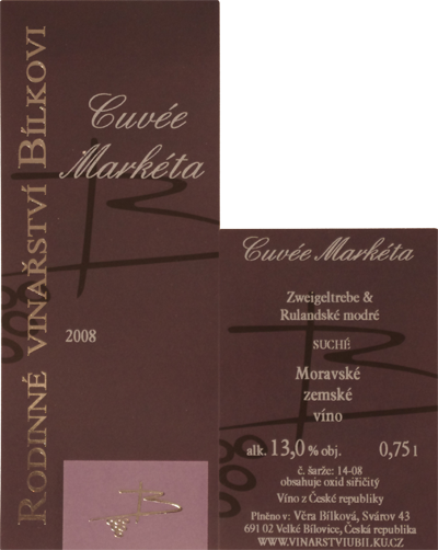Cuvée Markéta 2010 Zemské víno, Bílek František