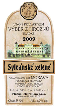 Sylvánské zelené 2009 Výběr z hroznů, Metroflora