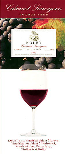 Cabernet Sauvignon 2002 Pozdní sběr, Kolby