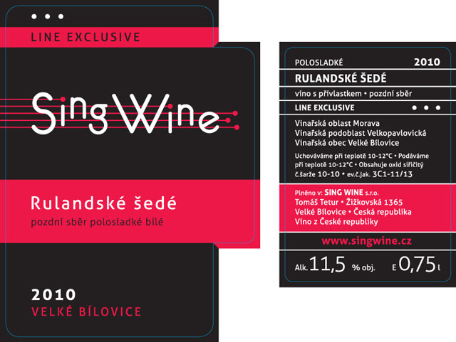 Rulandské šedé 2010 Pozdní sběr, SING WINE