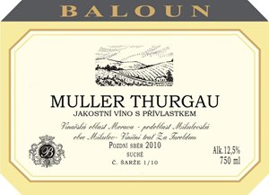 Müller Thurgau 2010 Pozdní sběr, Baloun