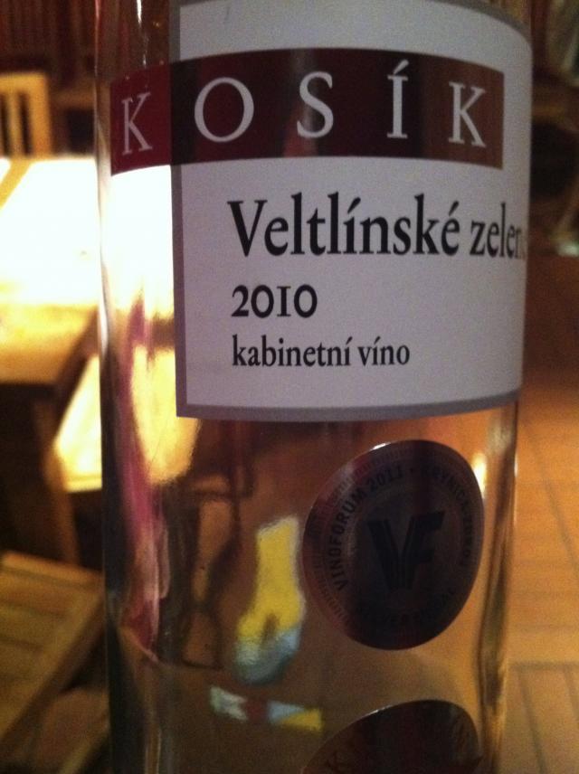 Veltlínské zelené 2010 Kabinet - Víno s přívlastkem, Kosík