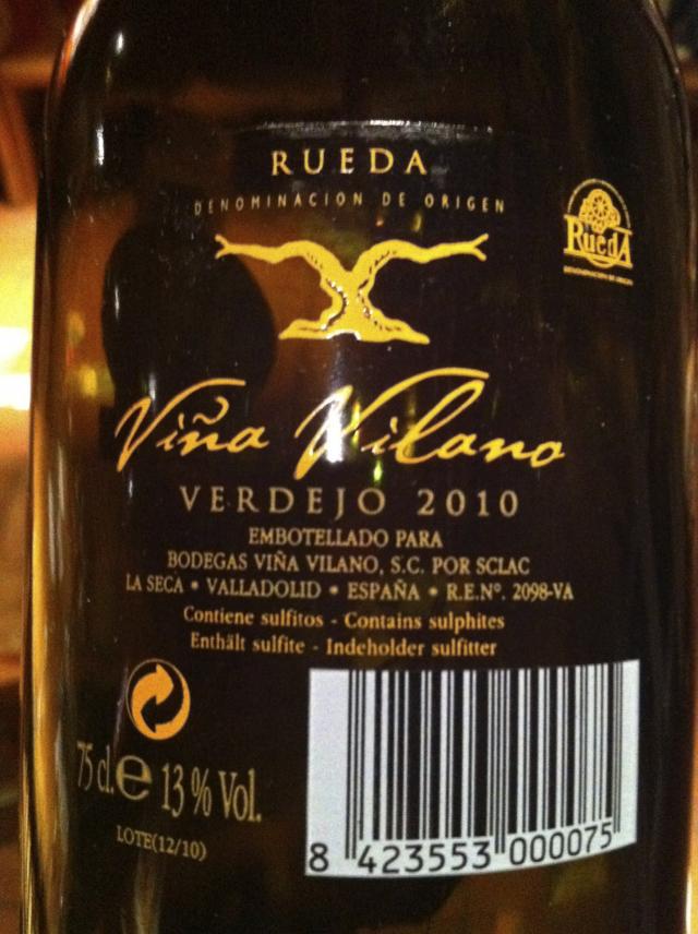 Verdejo 2010 D.O. (Denominazión de Origien), Bodegas Viňa Vilano