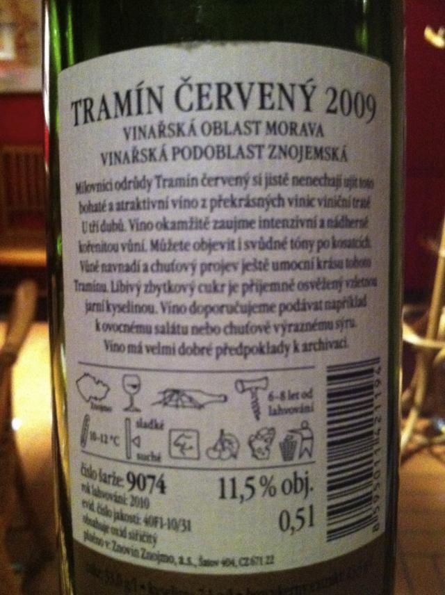 Tramín červený 2009 Výběr z hroznů, Znovín Znojmo, a.s.