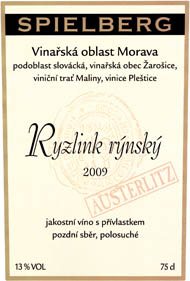 Ryzlink rýnský 2009 Pozdní sběr, Spielberg CZ, s.r.o.