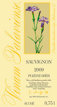 Sauvignon 2009 Pozdní sběr, Vinselekt Michlovský a.s.