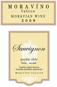 Sauvignon 2009 Pozdní sběr, MORAVÍNO