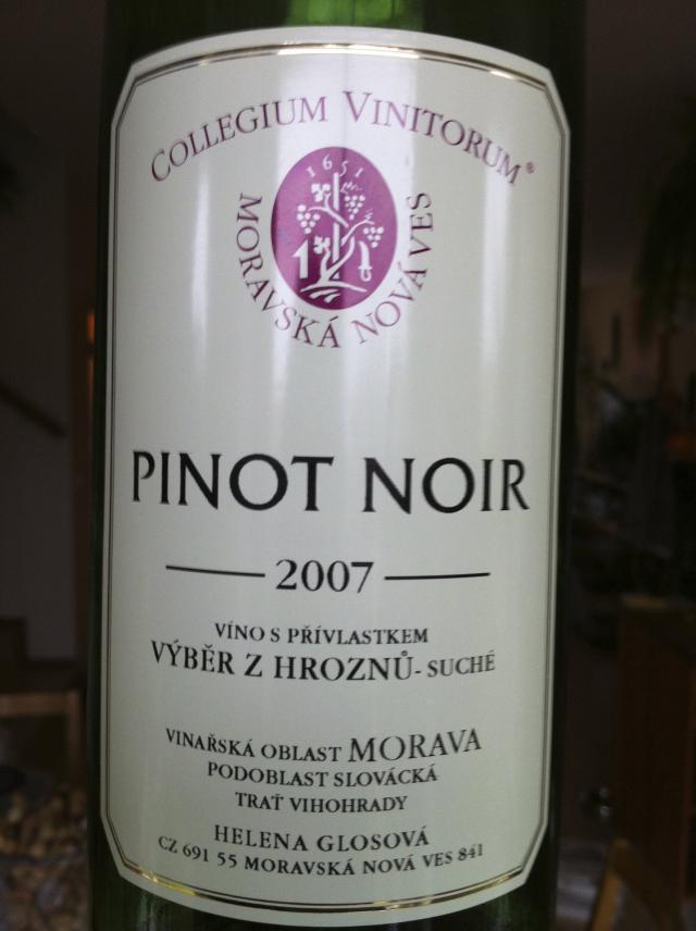 Pinot Noir 2007 Výběr z hroznů, Glosová