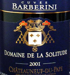 Chateauneuf du Pape cuvée Barberini 1999 AOC, Domaine de la Solitude