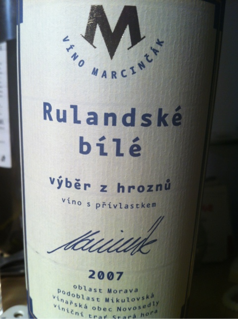 Rulandské bílé 2007 Výběr z hroznů, VÍNO MARCINČÁK