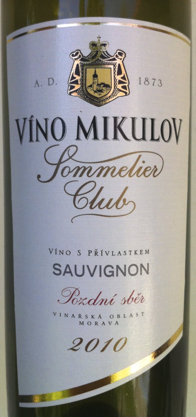 Sauvignon Sommelier Club 2010 Pozdní sběr, Víno Mikulov