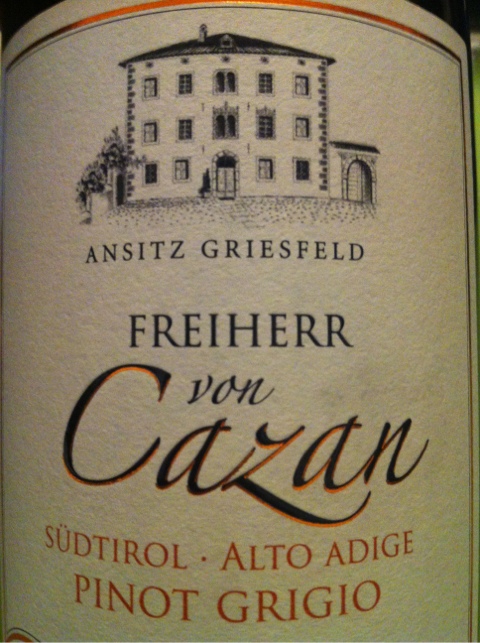 Freiherr von Cazan Pinot Grigio 2010 DOC, Azienda Vinicola Castelfeder