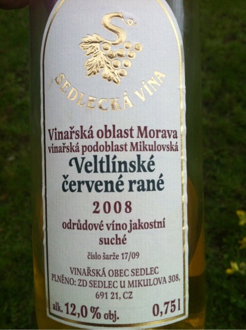 Veltlinske cervene rane 2008 Jakostní víno, ZD Sedlec