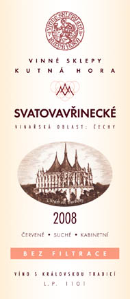 Svatovavřinecké  2008 Kabinet - Víno s přívlastkem, Vinné sklepy Kutná Hora
