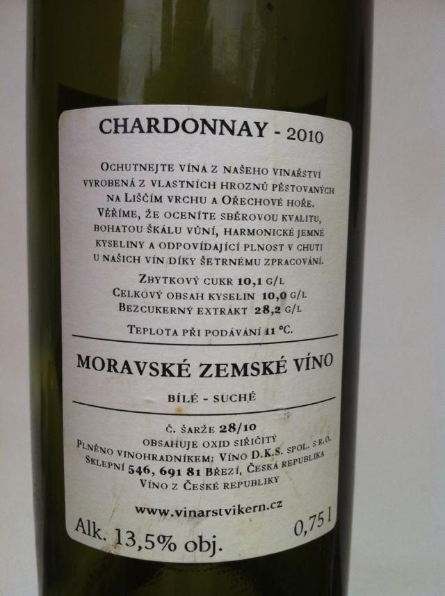 Chardonnay 2010 Zemské víno, KERN
